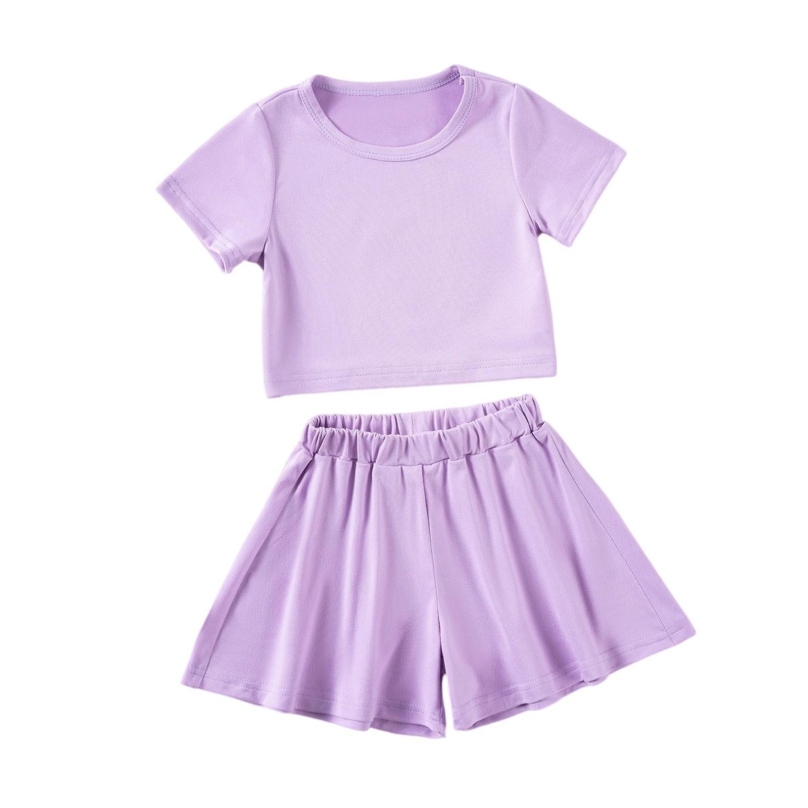 

Комплект рубашки пэчворк для мальчиков - Наряд с коротким рукавом и шортами карго 90 фиолетовый