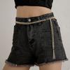 Vintage exaggerated fringed geometric body chain female, thick metal chain sexy waist chain