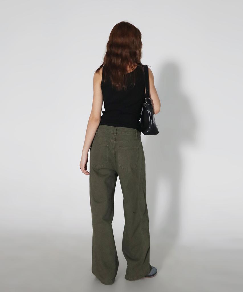 CHICKS Cotton Cut-Out Balloon Pants Khaki