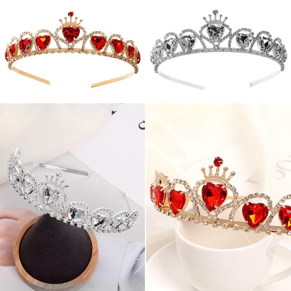 

День рождения Bling Bling Rhinestone Tiara Heart Повязка на голову Диадема для девочек Корона принцессы ручной работы