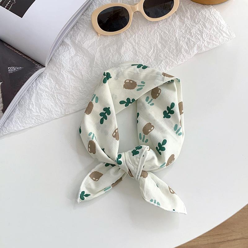 Silk scarf neck small square scarf high-end new versatile decorative small scarf polka dot headscarf pastoral hair band tied hair
