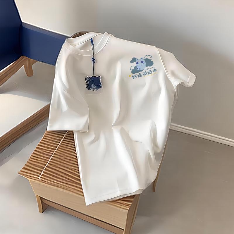 

230G Japanese Style Women s Short Sleeve Pure Cotton T-Shirt - Loose, Versatile, Casual Student Half Sleeve Top with Print XXXL 155-170 Jin