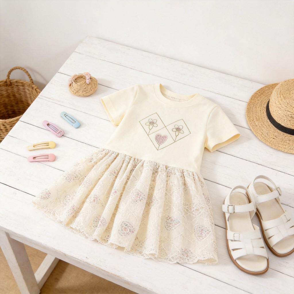 Girl Summer Cotton Princess Dress With Breathable Mesh For Toddler Girls