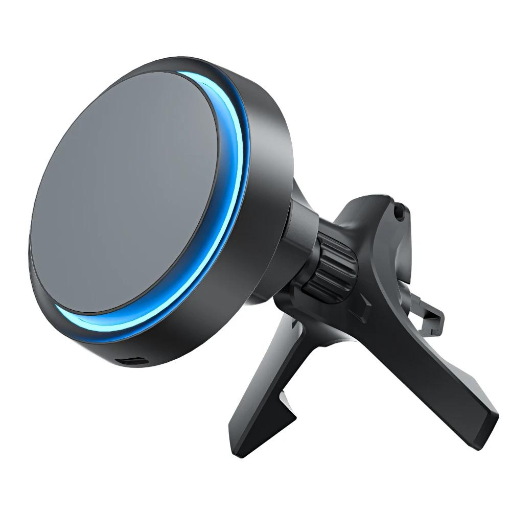 Car Magnetic Wireless Charger Stand For Magsafe iPhone 17 16 15 14 13 12 Pro Max Plus Samsung with LED Light Fast Charging