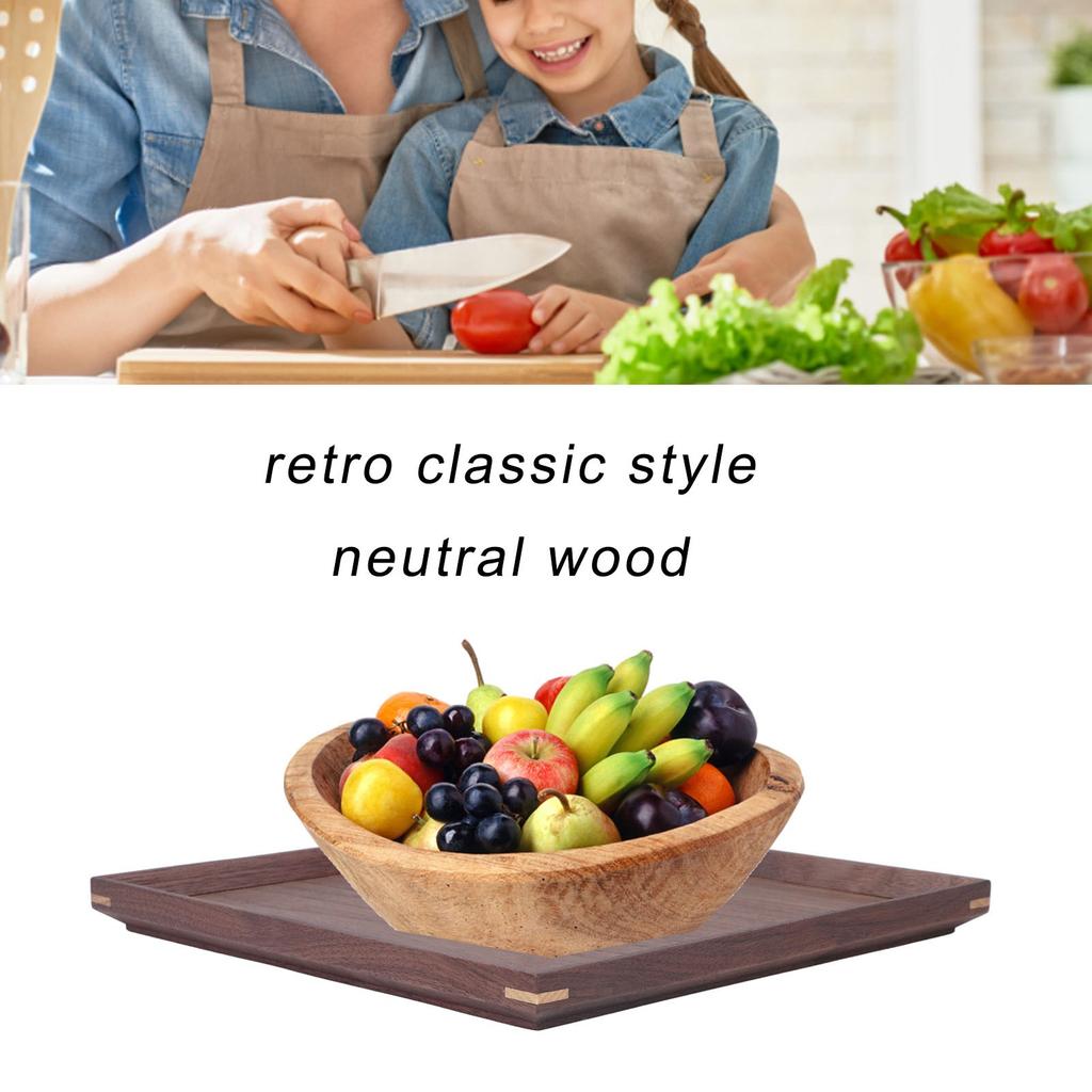 Drewniana Taca Kwadratowa Czarny Orzech Retro Chińska Dekoracyjna Taca Serwingowa na Naczynia