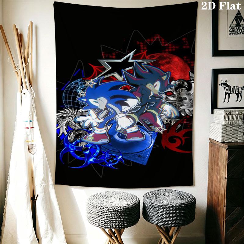 Hedgehog Sonic Wind Wall Hanging Printed Fabric Blanket Decorative Tapestries for Bedroom Living Room Home Decor