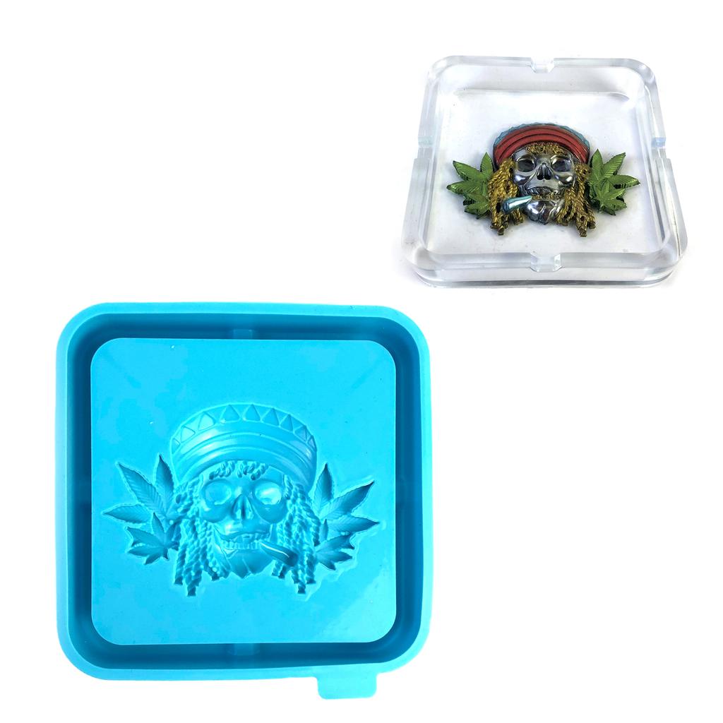 Skull Leaf Ashtray Mold Easy To Clean Silicone Casting Mold Handmade Office Accessory Mould for DIY Enthusiasts