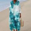 Women's Casual Fashion V-Neck Long Sleeve Floral Print Maxi Dress