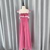 Pink Lace-Trim Cap Sleeve Maxi Dress, Yi Mengling Style, In Stock