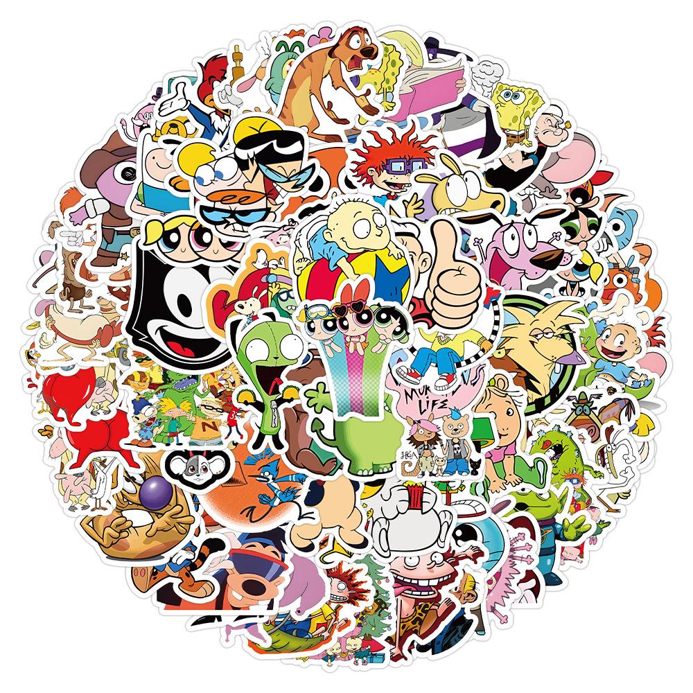 100Pcs 90s Classics Anime Collection Cartoon Stickers Decoration Decals for Notebook Skateboard Helmet Graffiti Sticker Toys