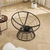 Comfortable Wicker Papasan Chair, 360 degrees Swivel Indoor Outdoor, with Soft Thick Cushion, Ideal for Living Room, Brown Frame