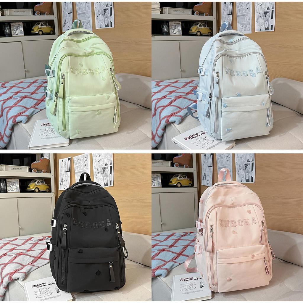 College Fashion Womens Nylon Backpack With Splicing Design And Inner Organizer For Travel