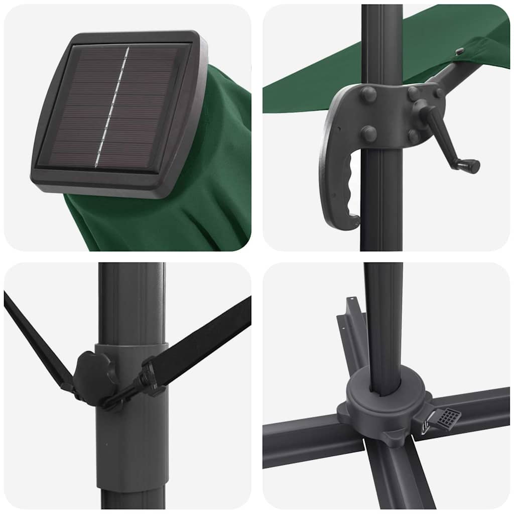 Green Sun Umbrella 351 x 250 x 253 cm Polyester and Aluminum