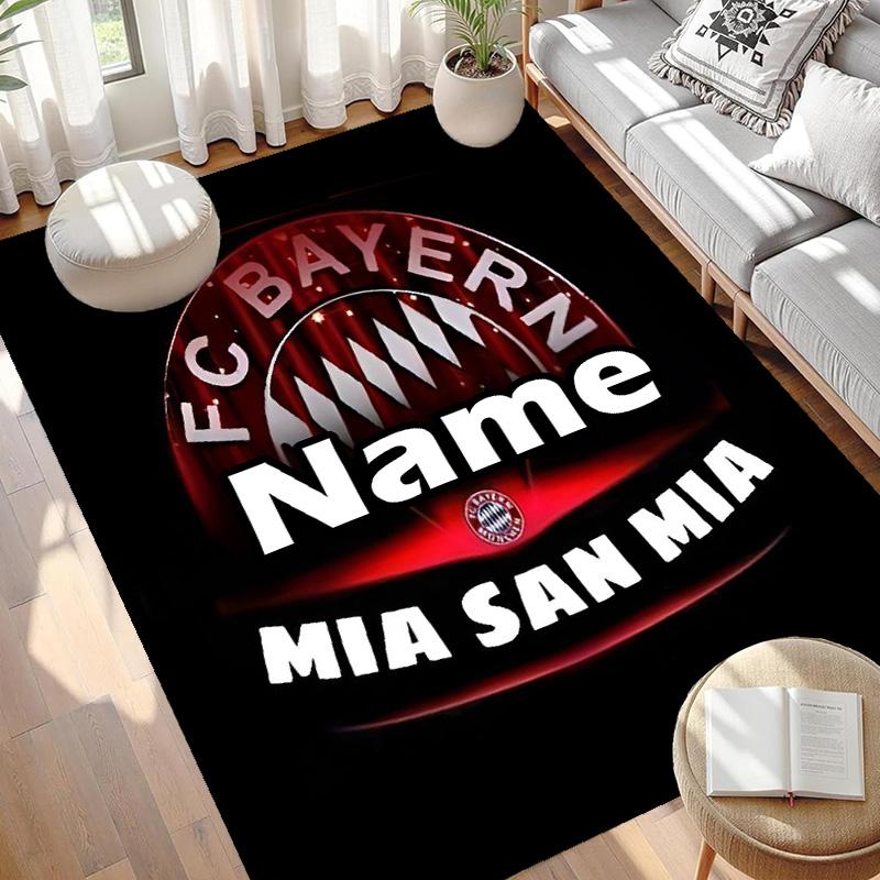 Custom Name Personalized FC Bayern Print Carpet, Versatile Home Decor Rug, for Playroom, Apartment, Balcony, Entryway, Hallway Gift