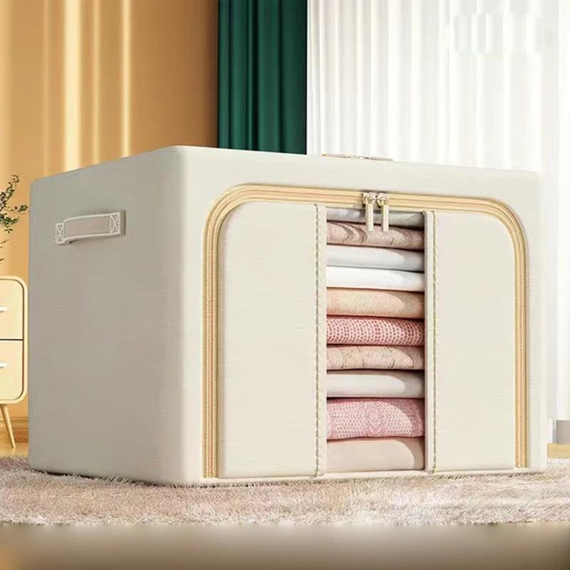 Home Clothes Storage Box Folding Steel Frame Storage Box Cotton Quilt Large Capacity Oxford Cloth Waterproof Storage Organizing