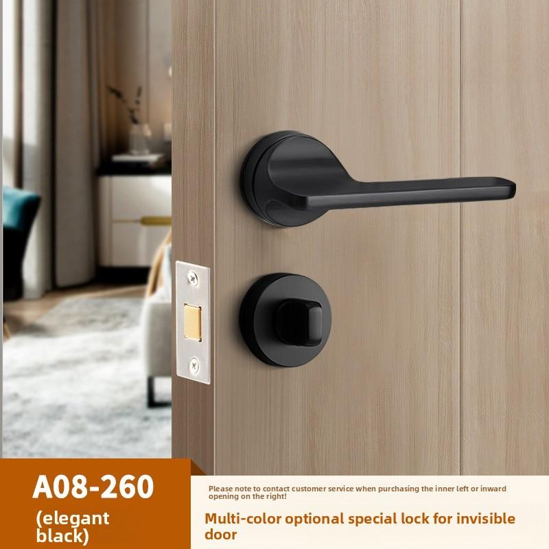 Stainless Steel Bathroom Keyless Door Lock Household Wooden Door Handle Lock Indoor Black Red and Green Indicator Door Handle