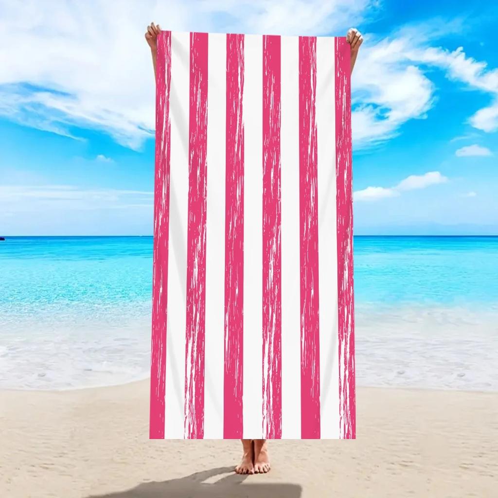 Plus Size Geometric Beach Towel Oversized Wavy Striped Bath Towel Quick Dry Sand Free Swimming Pool Travel Mat Summer Seaside