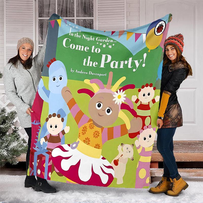 1pc In the Night Garden2 Theme Blanket - Digital Print, Polyester, Cozy for All Seasons, Perfect for Outdoor, Camping, and Travel