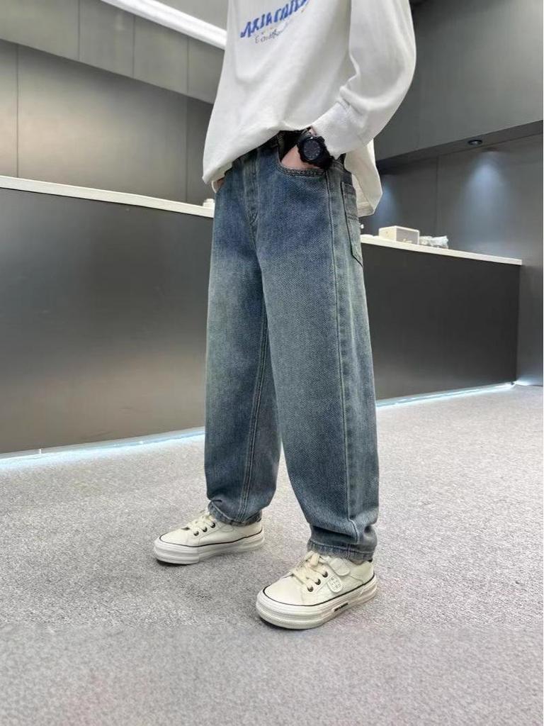 Boys' Versatile Spring & Autumn Casual Loose Jeans - Trendy Long Pants for Kids