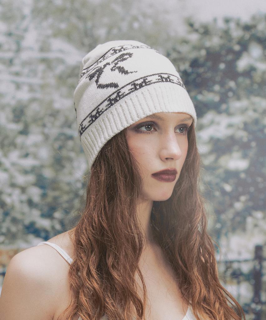Nasnoing Ribbon Jqd Beanie (Ivory)