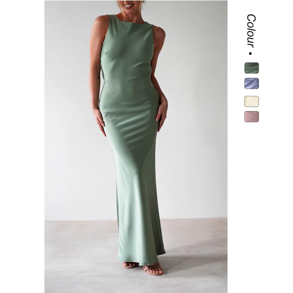 Letní jednobarevné, Přiléhavé, Elegantní, Bez rukávů, Retro šaty se šněrováním a kulatým výstřihem