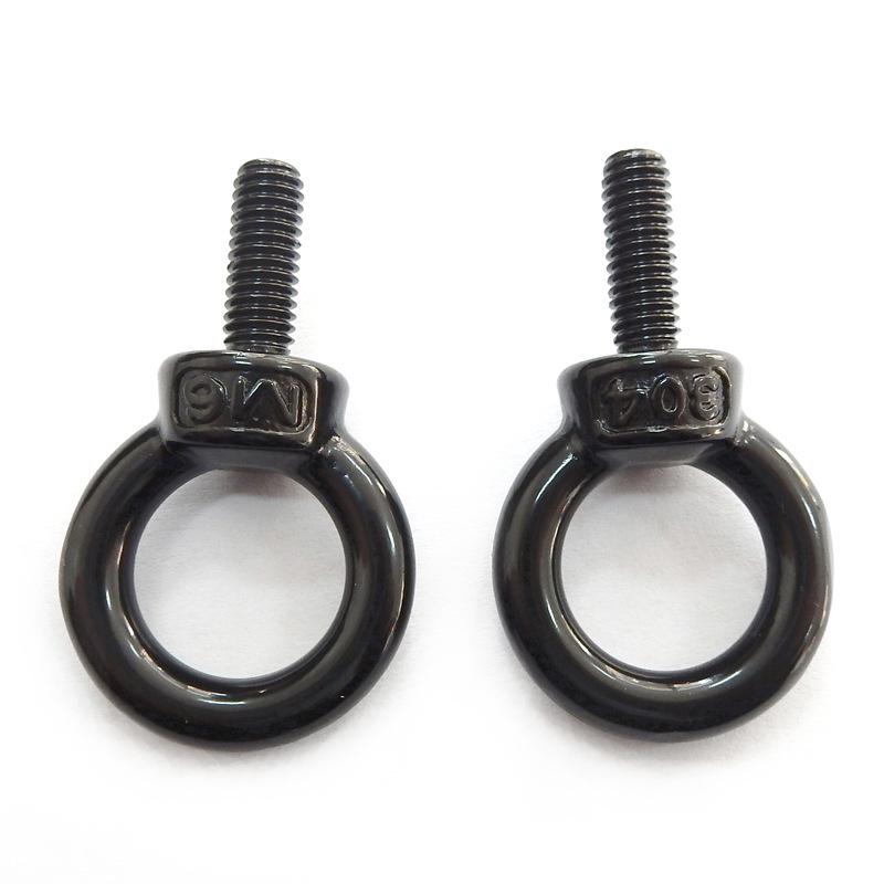 Electrophoretic Black 304 Stainless Steel Eye Bolt - O-Ring Shaped, M3-M20 Sizes