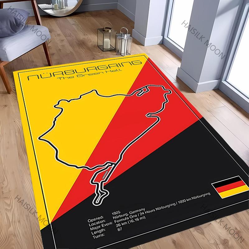 Monaco & Motorland Aragon Race Track Design Carpet Mat Rug - Modern Home Decoration for Living Room Bedroom Bedroom Decor
