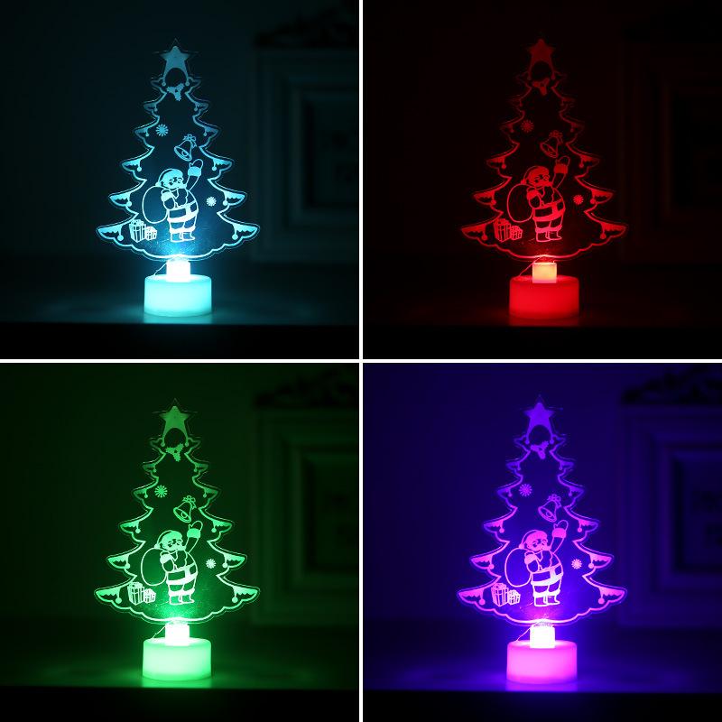 Home Table Party Decor Charm Santa Claus Decorations 1PC Merry Christmas LED Color Changing Mini Xmas Tree