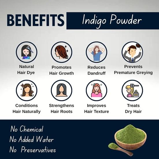 Brijbooti Organic Indigo Powder for Black Hair (200 Gr) | Herbal Indigo Powder for Natural Hair Coloring | Neela Amari, Neel Patti, Neela, Neelamari