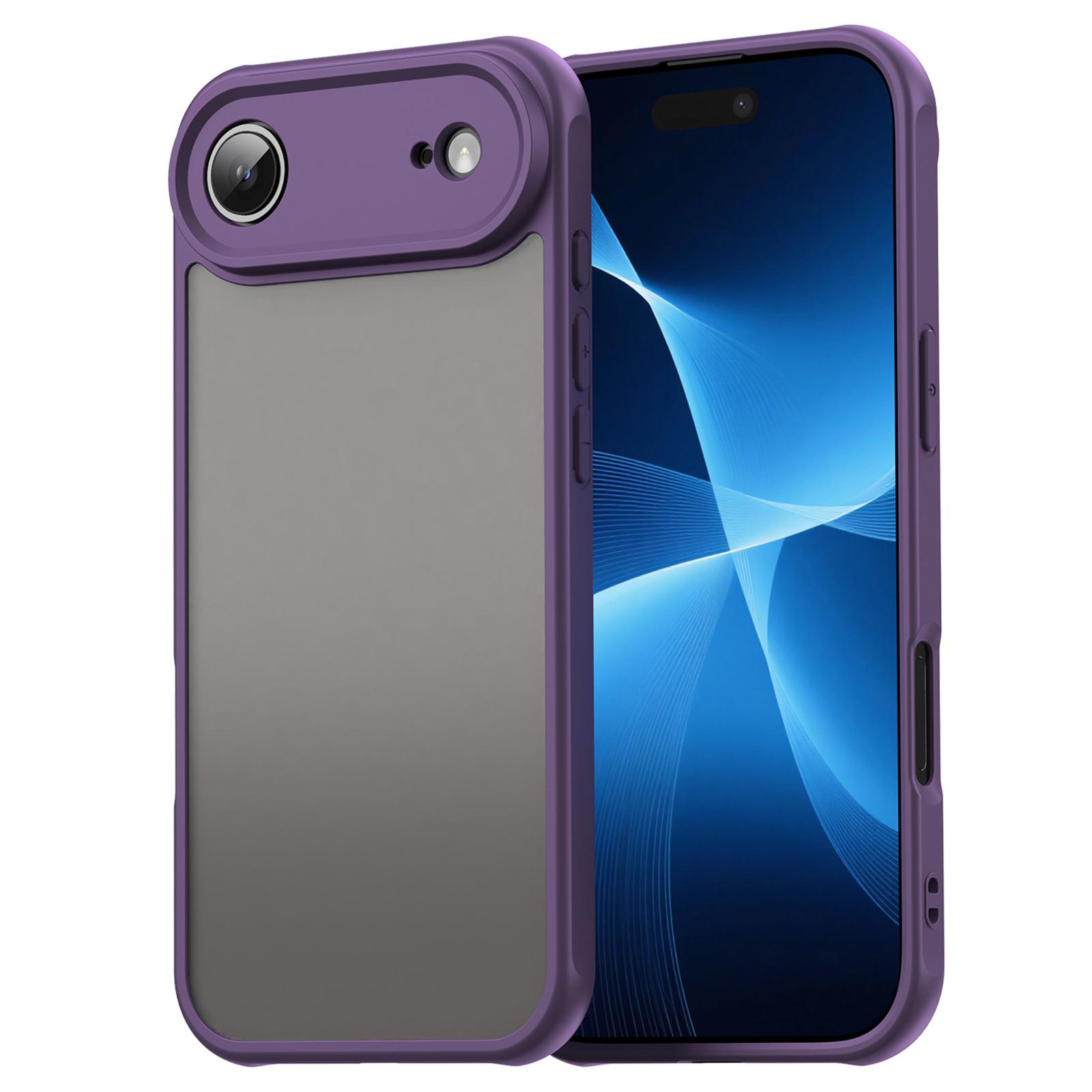 

For iPhone 17 Air Case Drop Proof Airbags Frosted Translucent PC+TPU Phone Back Cover Purple