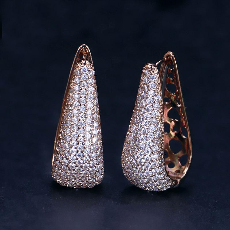 Noble And Elegant Zircon Earrings, Trendy, Inlaid Zircon Earrings, Ear Buckles Jewelry.
