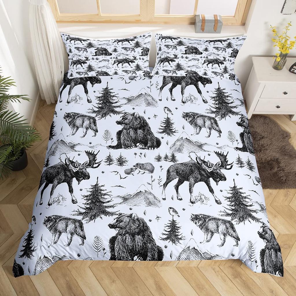 Merry Christmas Comforter Cover Queen King Size Christmas Tree Duvet Cover Pine Tree Bedding Set Xmas Ornament Duvet Cover Set