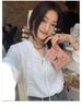 Petite Chic French Lace-up Collar Shirt for Women – White Blouse for Spring/Autumn