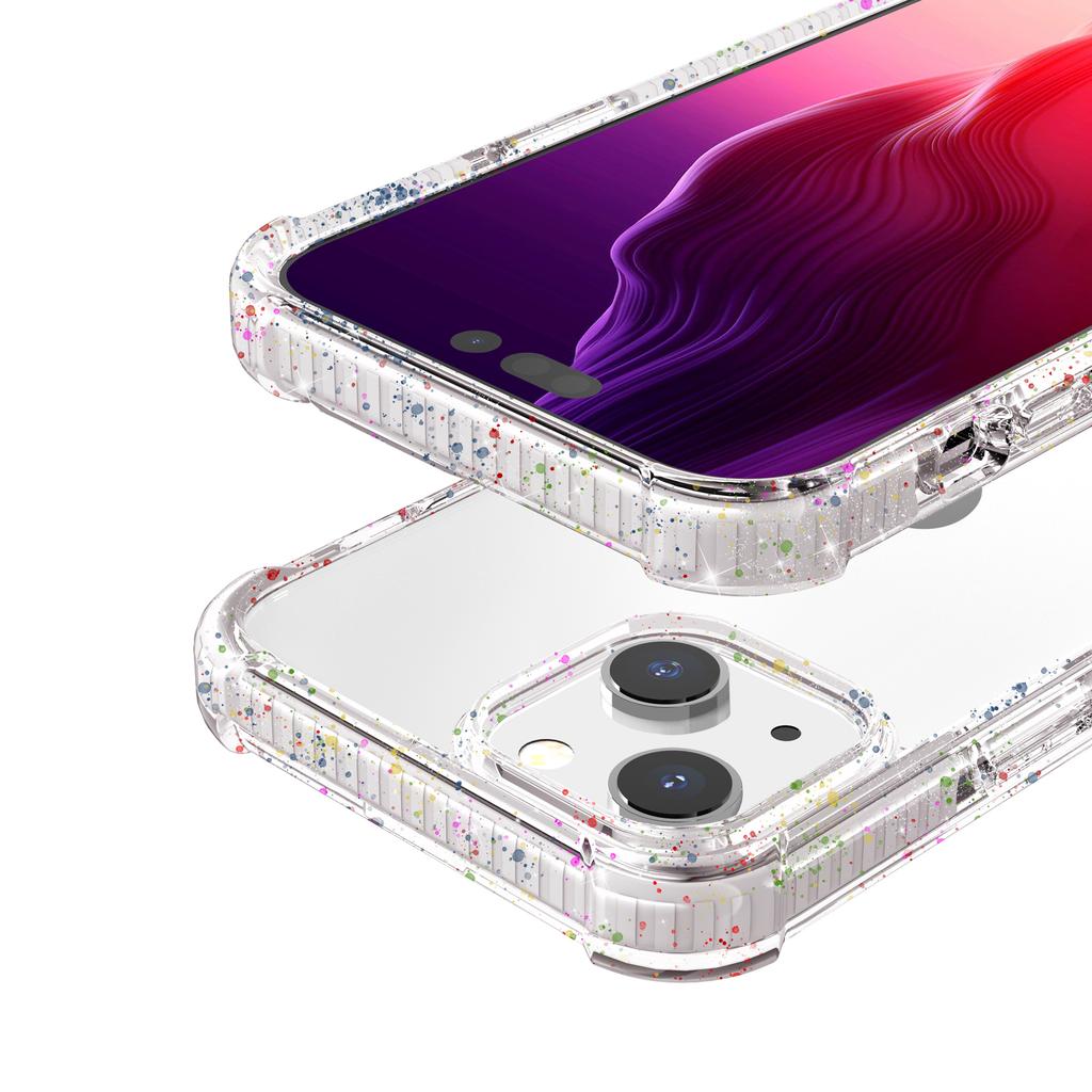 For iPhone 15 Plus Case Reinforced Corner TPU+TPE+Acrylic Clear Phone Cover
