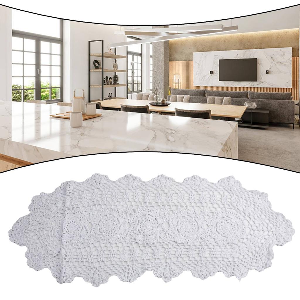 Cotton Table Runner Floral Oval 30x80cm Dining Table