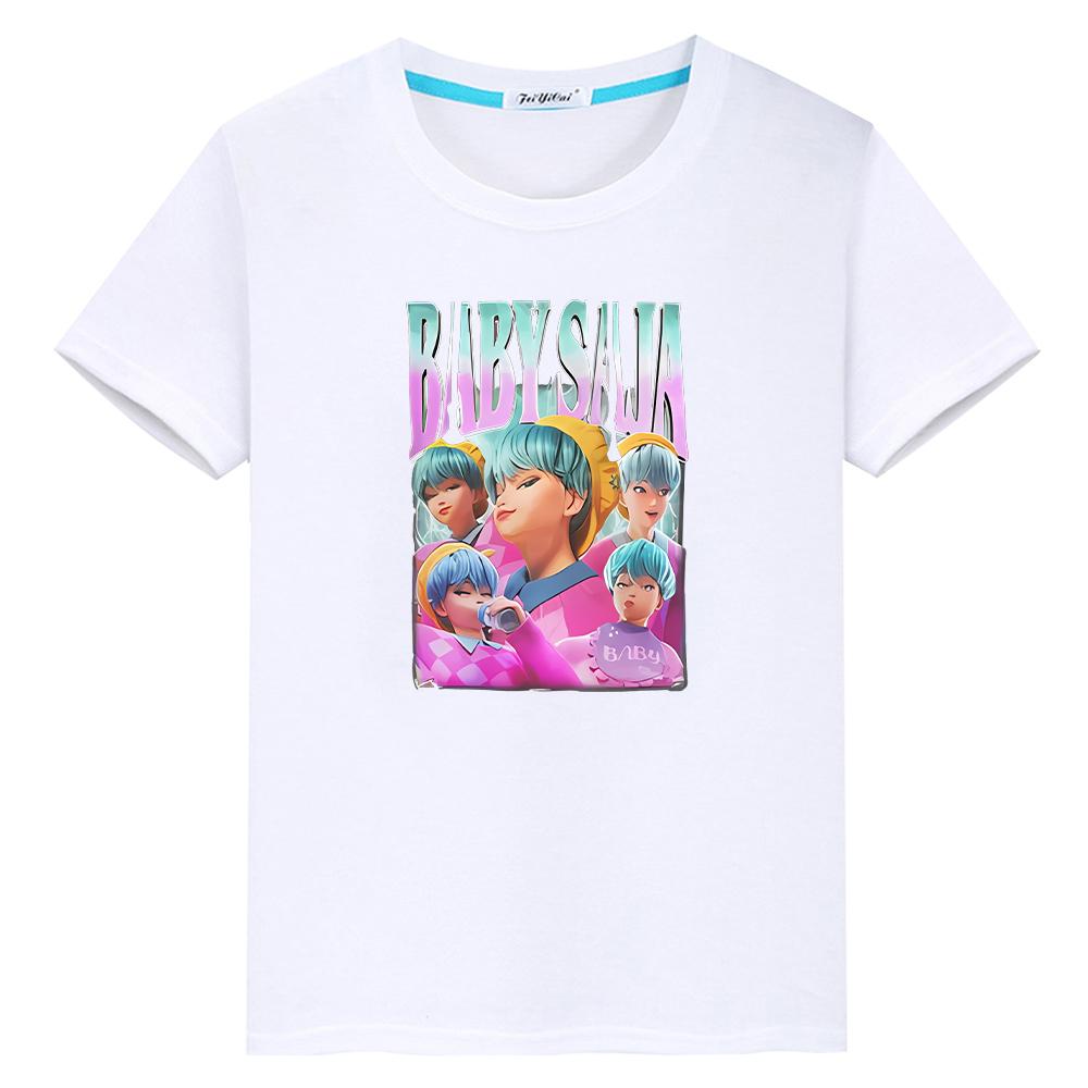 Saja Boys kpop demon hunters Print t shirt for kids boy 10year 100%Cotton  anime Short Kawaii Tees Cute Tops y2k girls clothes