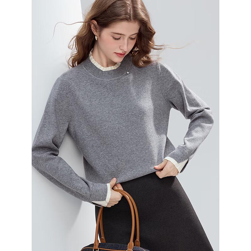 Betu Women's Color-Block Collar Long-Sleeve Knit Sweater