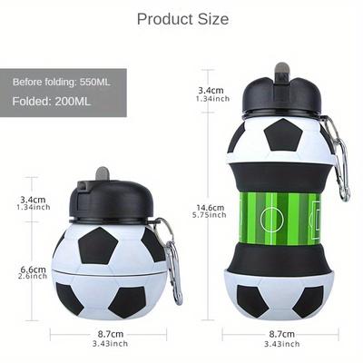1Pc, Collapsible Sports Water Bottle, Football Design Water Cup, Portable Travel Water Bottle, for Camping, Hiking, Outdoor Drinking Utensils,gifts