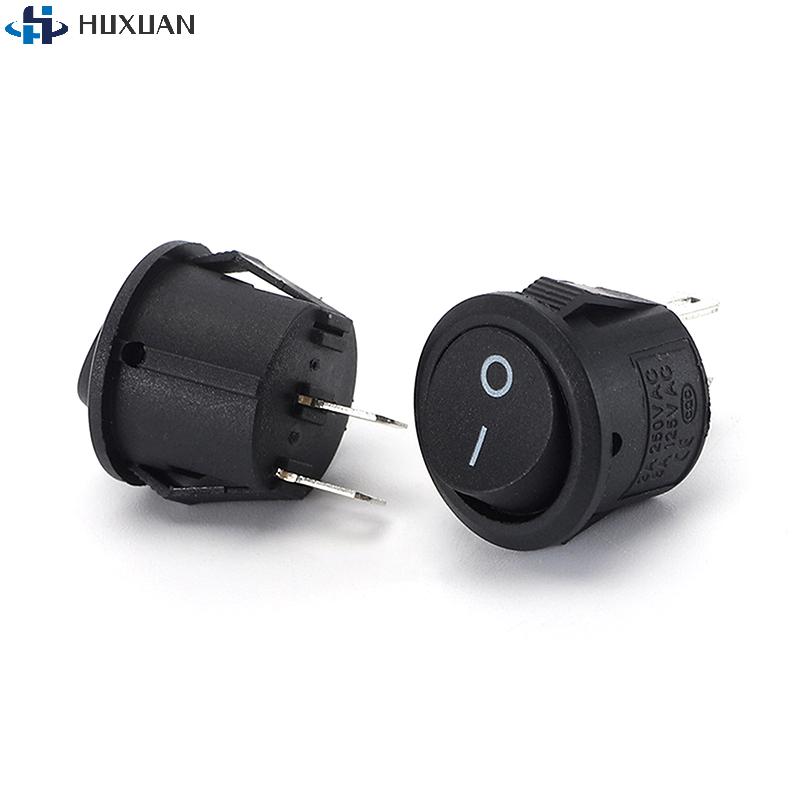 20pcs Rocker Switch Black On Off 2 Pin Mini Round Toggle Switch 3A 250V 6A 125V Circle Switches For RV Car Truck Boat