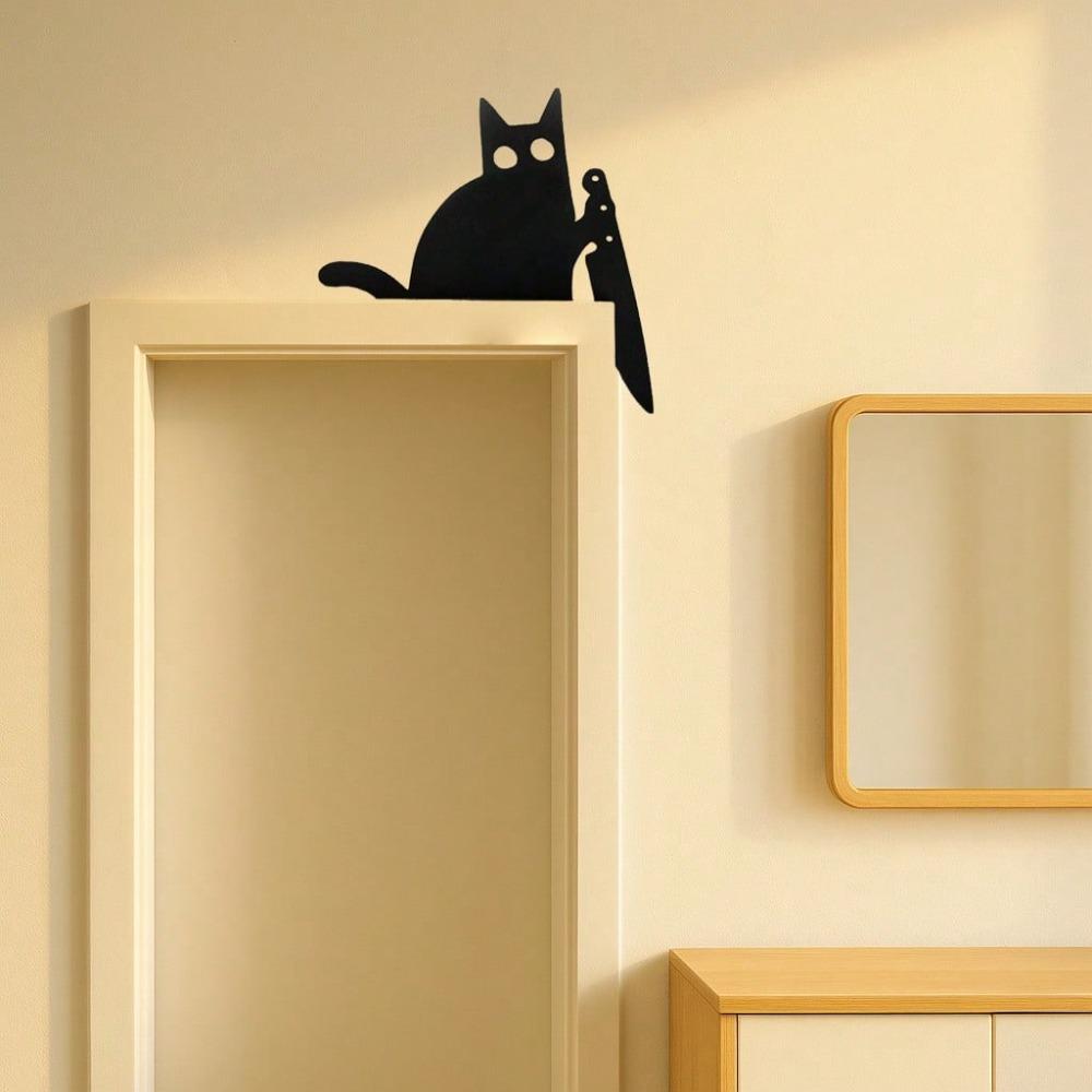 Black Cat Door Topper Wall Decor Spooky Silhouette Rustproof Seasonal Home Gift