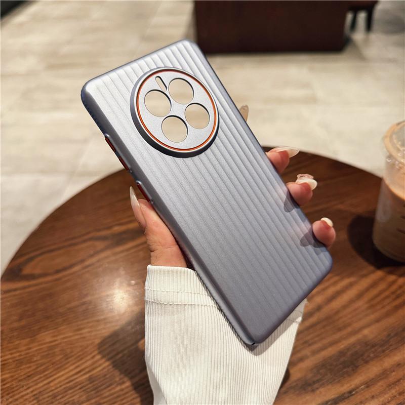 For Huawei Mate 50 50E 40 40E 30 30E Pro Plus Corrugated Grain Plating Metallic Paint Anti Fingerprint PC Shockproof Anti-Slip Back Cover Case Shell