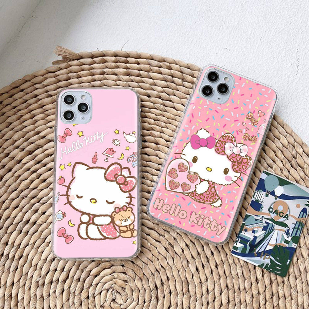 KT70 Hello Kitty Hülle für Samsung A04 A14 A23 A34 A54 M23 M33 M52 M53 Realme 10 9 C30S C35 C55 VIVO Y02S Y21 Y33S Y51 X80 Pro Klare Abdeckung