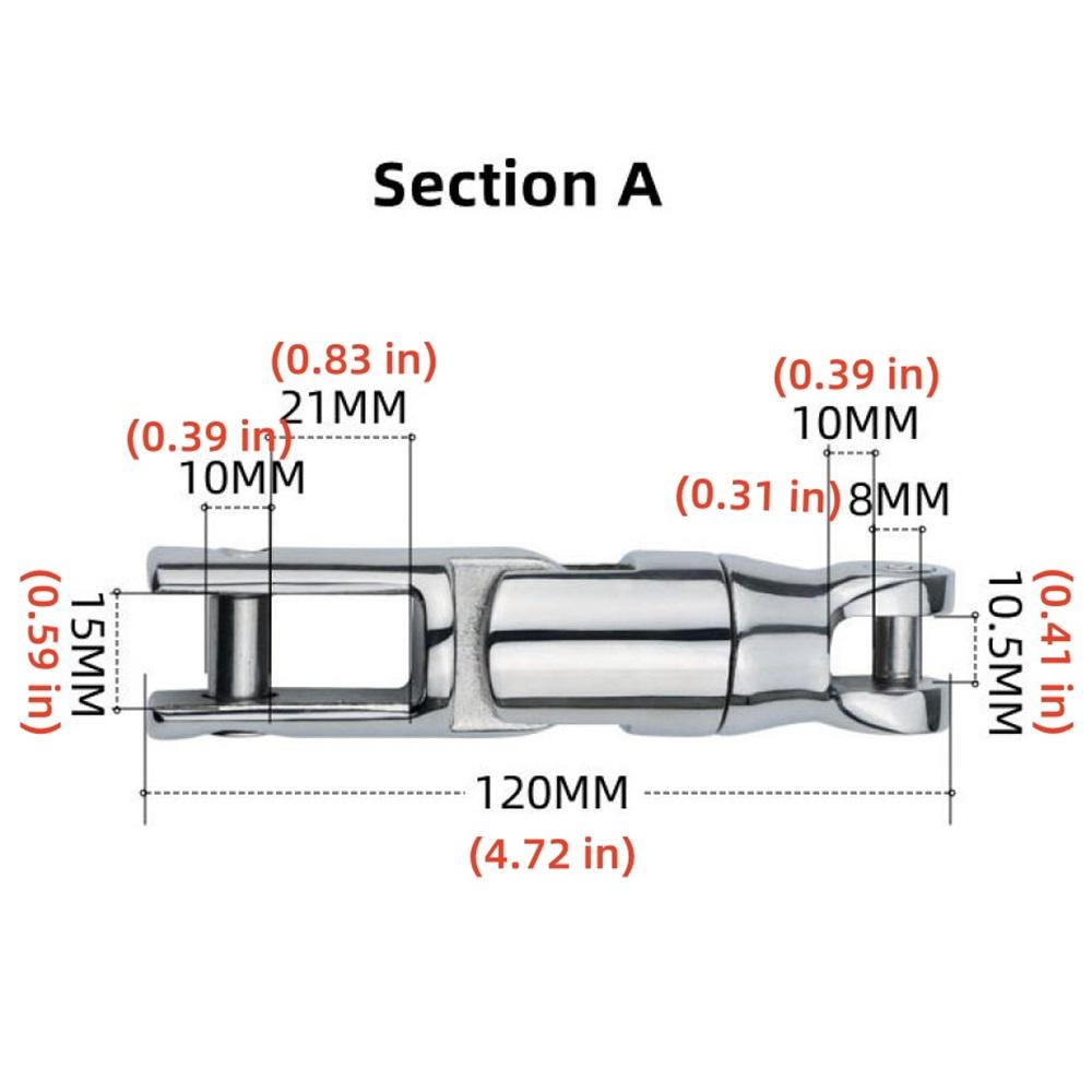 

Вертлюг из нержавеющей стали 316 для морских якорных цепей - многонаправленный соединитель для морских якорных цепей для лодок, подходит для яхт A