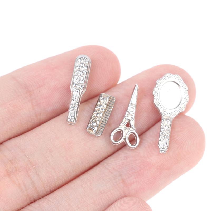 

4 шт./компл. 1:12 практичных аксессуаров для ванной комнаты в стиле кукольного домика, наборы зеркал-гребней