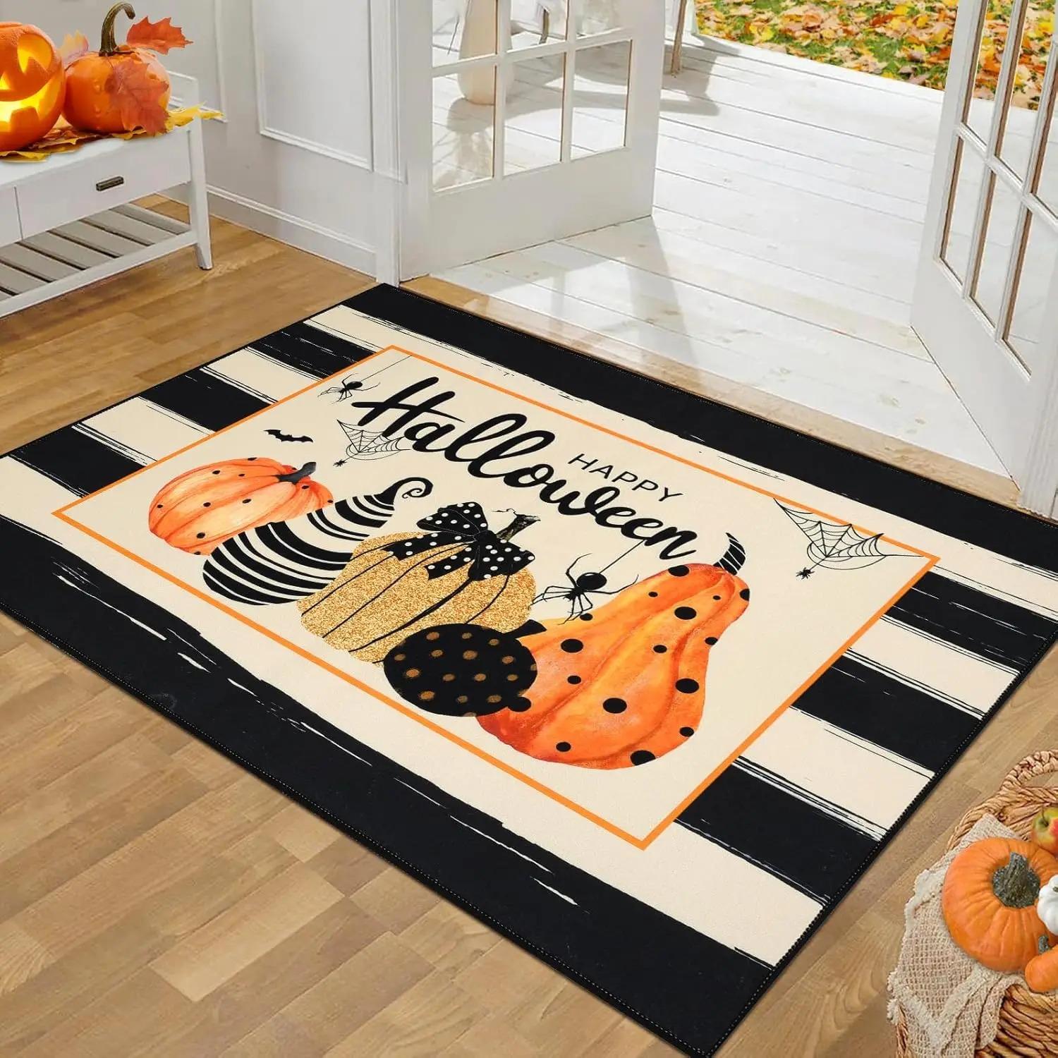 

Halloween Welcome Doormat Stain-Resistant Wear-Resistant Indoor Entrance Carpet Anti-slip Mat Hallway & Kitchen Rug Home Decor 40X60cm