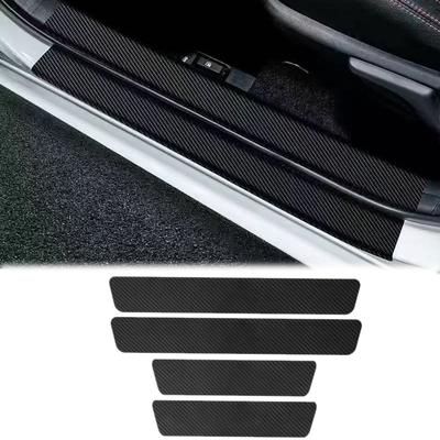 5pcs/4pcs Set Carbon Fibre Threshold Protection Strip Universal Anti-scratch and Anti-collision Door Decorative Strip Sticker