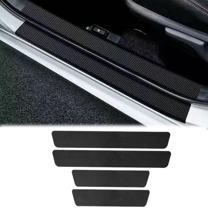 5pcs/4pcs set Carbon Fibre Threshold Protection Strip Universal Anti-scratch and Anti-collision Door Decorative Strip Sticker