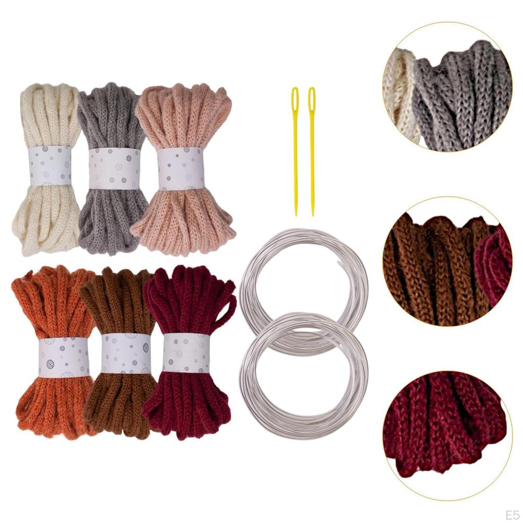 6 Pieces Knitted Yarn Bulky Yarns Crocheting Projects Elastic Arts with 2 Large Eye Neddle, Roll