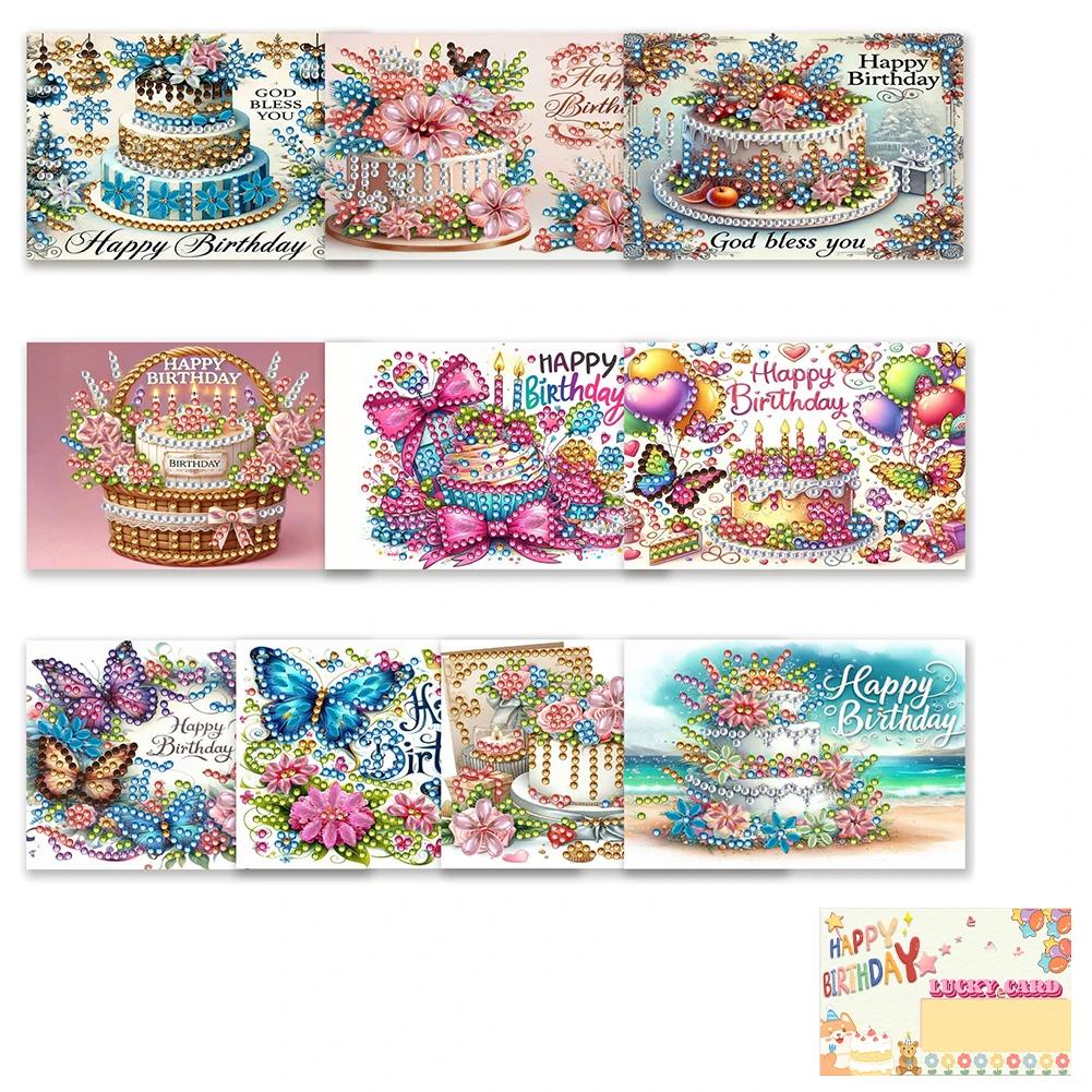10PCS / 6PCS DIY Diamond Painting Greeting Card Set Rhinestone Diamond Art Mosaic Postcards Kit For Halloween and Holidays Theme