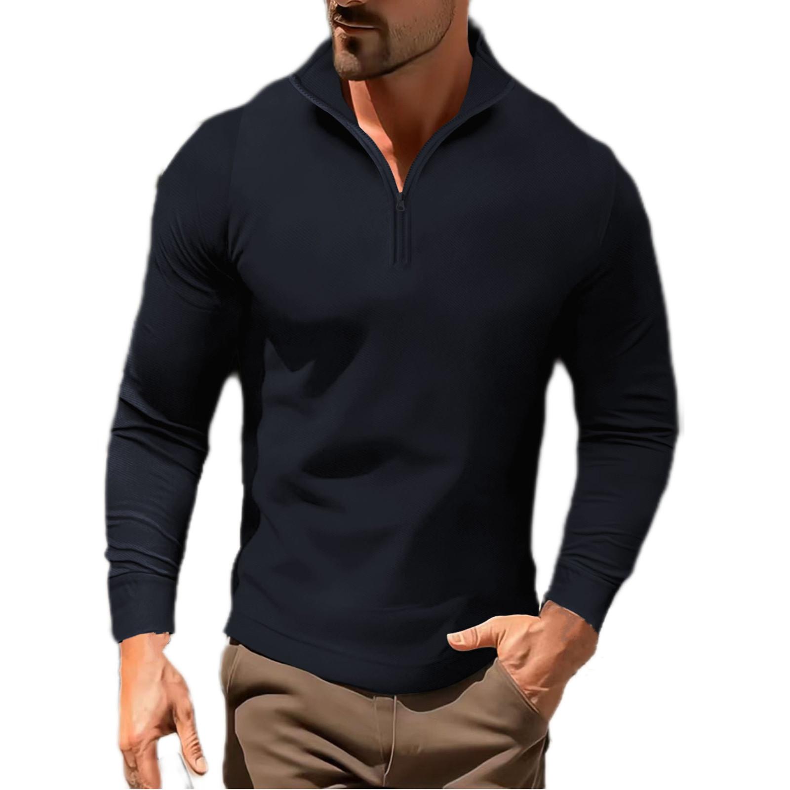 

Мужская модная футболка с длинным рукавом и вышивкой, весенне-осенний пуловер с длинными рукавами, толстовка M темно-синий